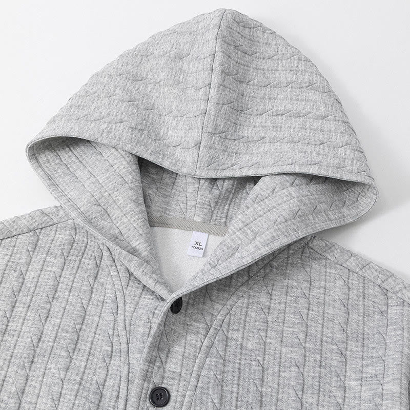 Felpa con cappuccio da uomo a maniche lunghe con bottoni intrecciati, autunno inverno, motivo Buddha Stones - image 2