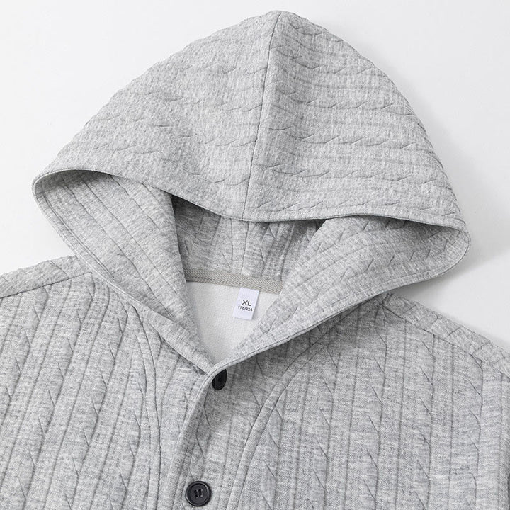 Felpa con cappuccio da uomo a maniche lunghe con bottoni intrecciati, autunno inverno, motivo Buddha Stones - image 2