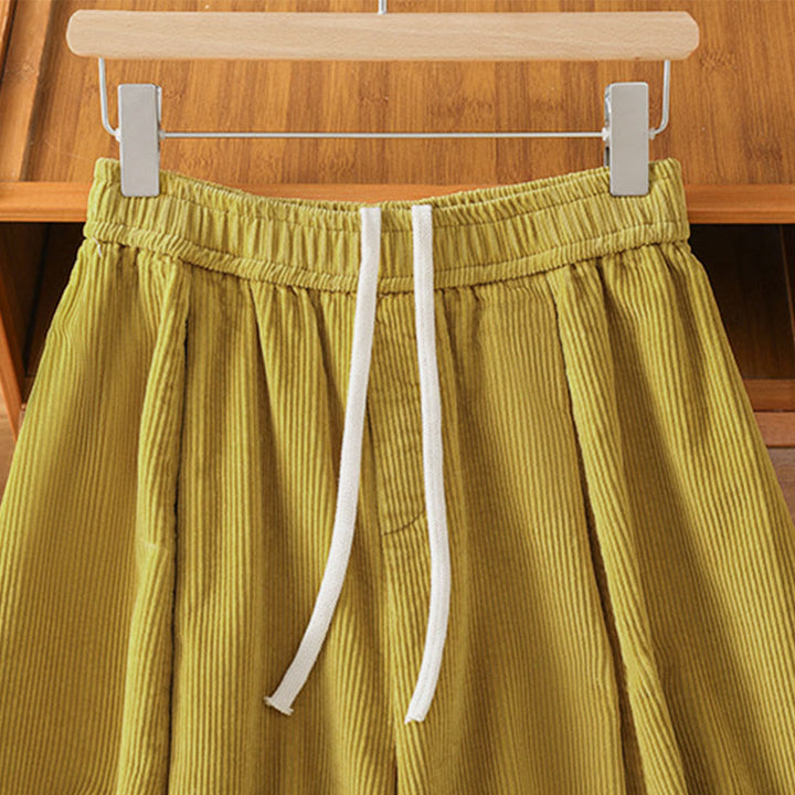 Pantaloni da donna in velluto a coste con elastico in vita, lunghezza 7-8, gamba larga, Buddha Stones - image 4