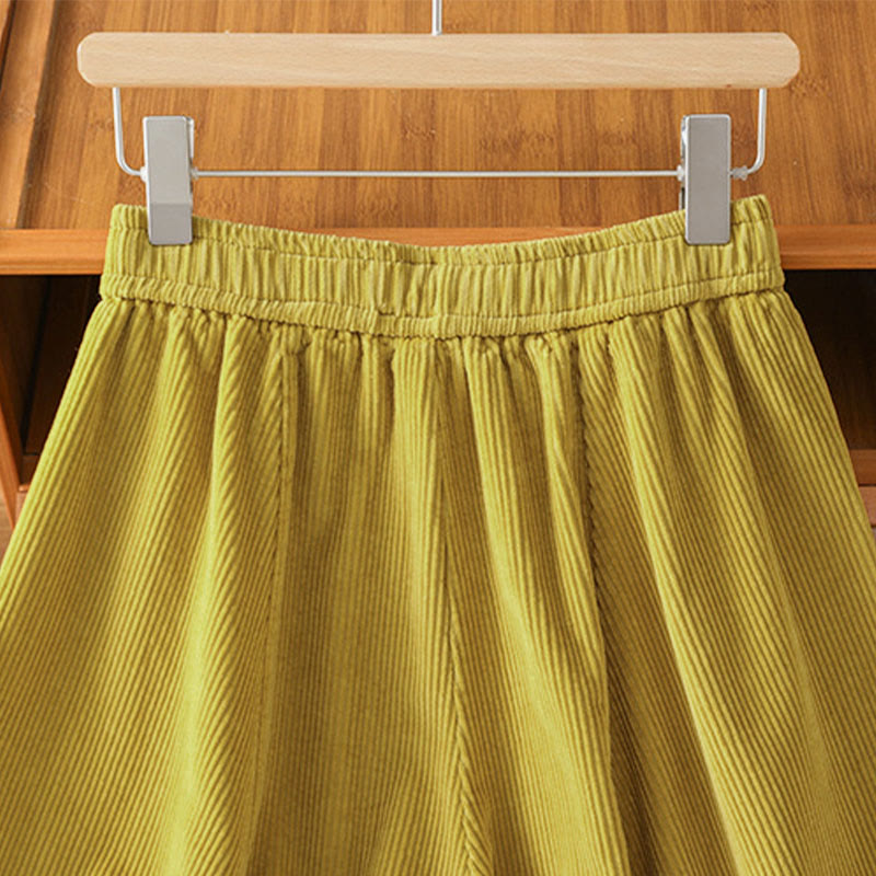 Pantaloni da donna in velluto a coste con elastico in vita, lunghezza 7-8, gamba larga, Buddha Stones - image 5