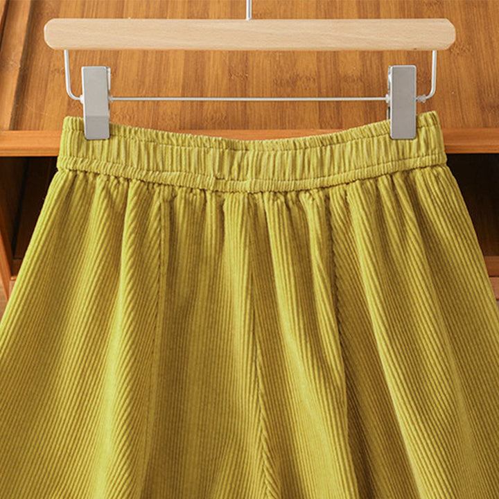 Pantaloni da donna in velluto a coste con elastico in vita, lunghezza 7-8, gamba larga, Buddha Stones - image 5