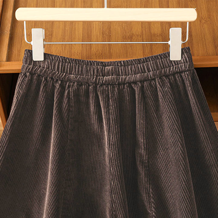 Pantaloni da donna in velluto a coste con elastico in vita, lunghezza 7-8, gamba larga, Buddha Stones - image 14