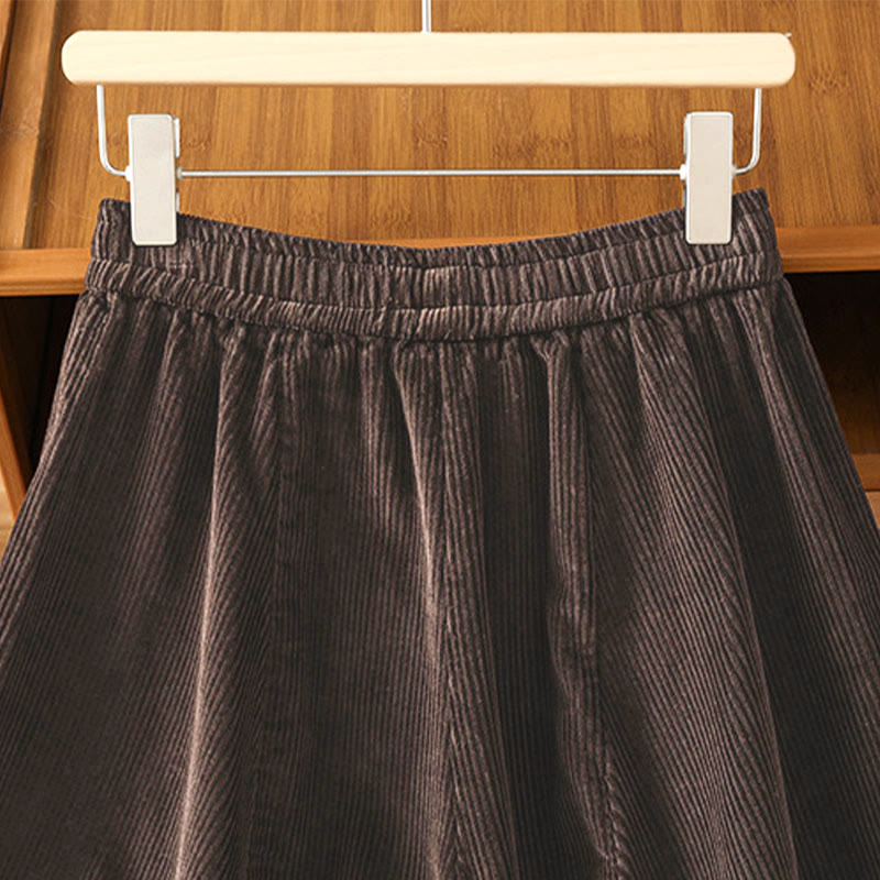 Pantaloni da donna in velluto a coste con elastico in vita, lunghezza 7-8, gamba larga, Buddha Stones - image 14