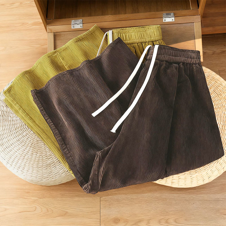 Pantaloni da donna in velluto a coste con elastico in vita, lunghezza 7-8, gamba larga, Buddha Stones - image 18