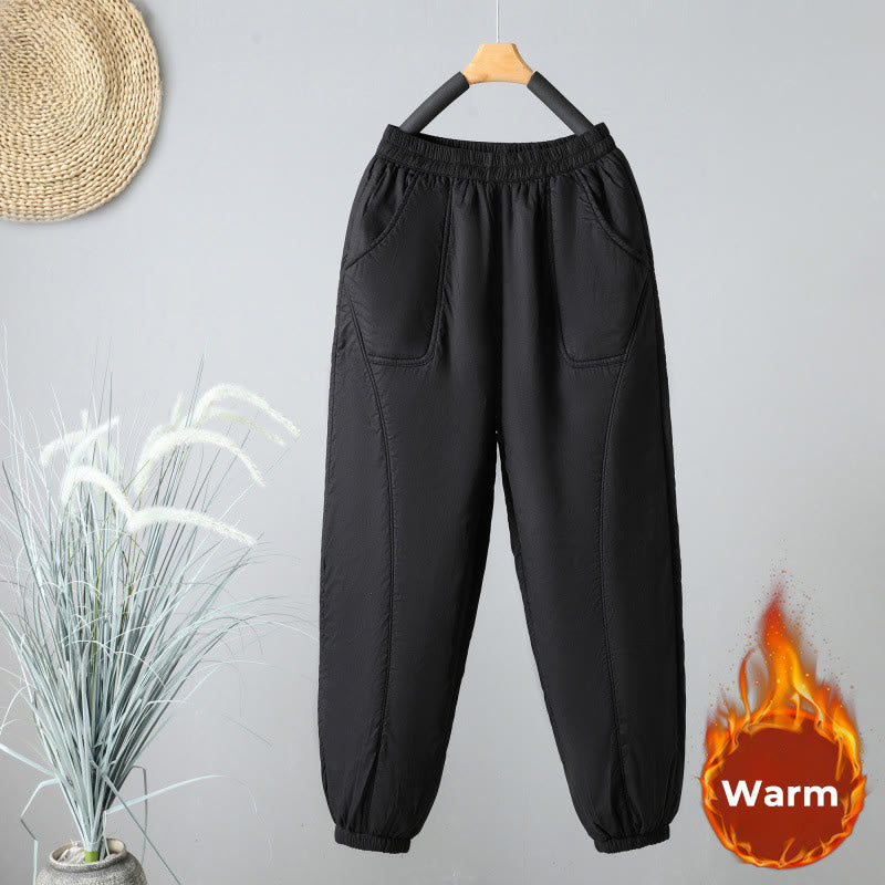 Pantaloni harem da donna in cotone termico con elastico in vita invernale Buddha Stones, lunghezza 7-8, con tasche - Nero - US8-10, UK/AU12-14, EU40-42 (2XL) - image 17