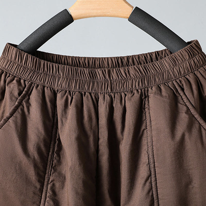 Pantaloni harem da donna in cotone termico con elastico in vita invernale Buddha Stones, lunghezza 7-8, con tasche - image 3