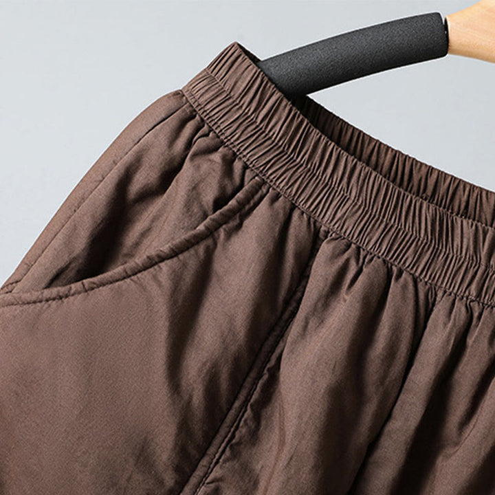 Pantaloni harem da donna in cotone termico con elastico in vita invernale Buddha Stones, lunghezza 7-8, con tasche - image 5