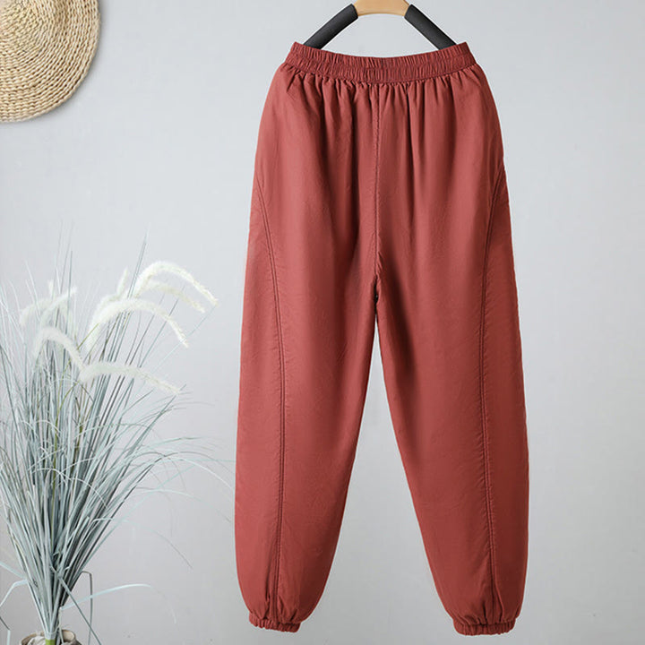 Pantaloni harem da donna in cotone termico con elastico in vita invernale Buddha Stones, lunghezza 7-8, con tasche - image 9