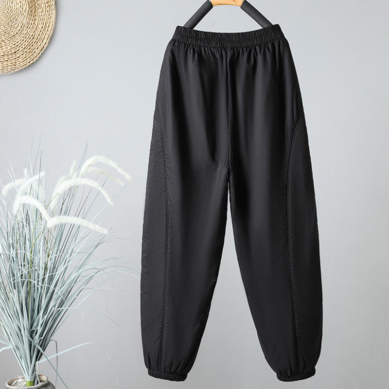 Pantaloni harem da donna in cotone termico con elastico in vita invernale Buddha Stones, lunghezza 7-8, con tasche - image 18