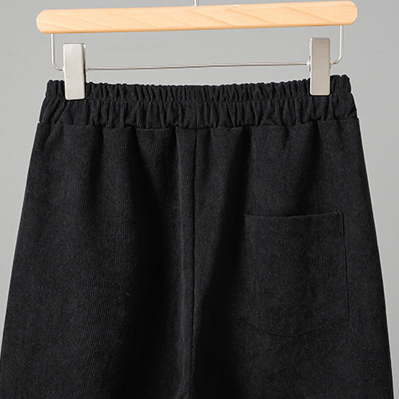 Pantaloni da donna in velluto a coste con gamba larga, elastico in vita e patchwork a quadri, lunghezza caviglia , Buddha Stones - image 12