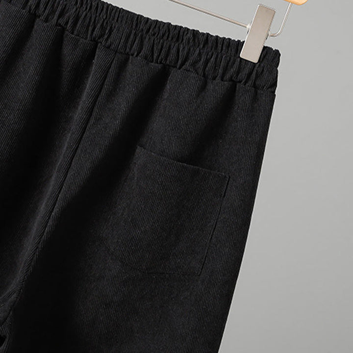 Pantaloni da donna in velluto a coste con gamba larga, elastico in vita e patchwork a quadri, lunghezza caviglia , Buddha Stones - image 14