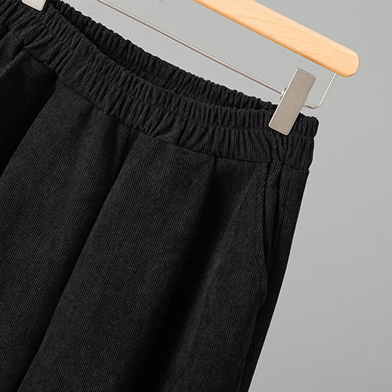 Pantaloni da donna in velluto a coste con gamba larga, elastico in vita e patchwork a quadri, lunghezza caviglia , Buddha Stones - image 13