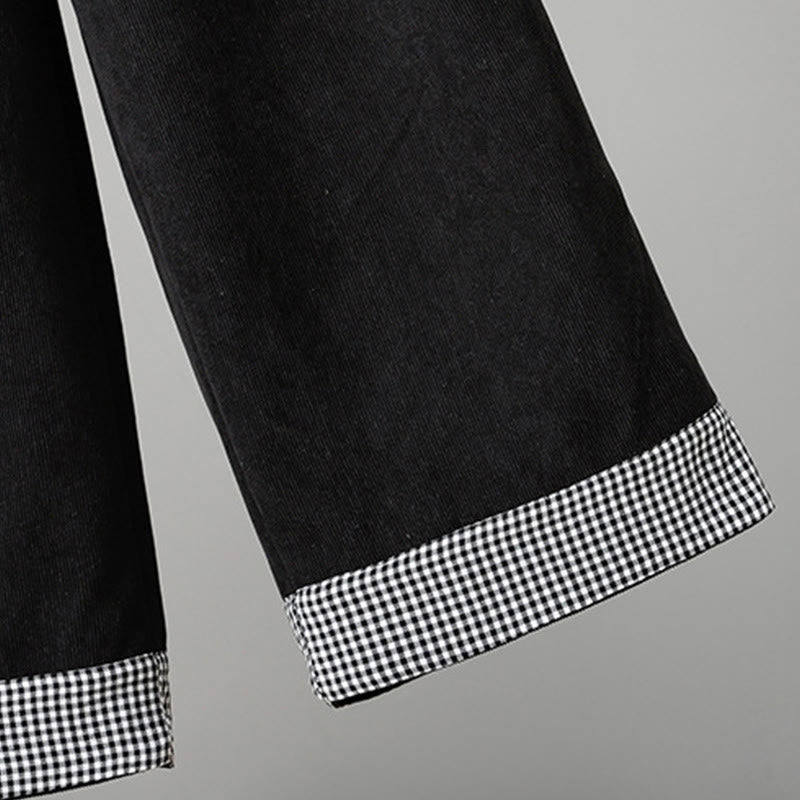 Pantaloni da donna in velluto a coste con gamba larga, elastico in vita e patchwork a quadri, lunghezza caviglia , Buddha Stones - image 15