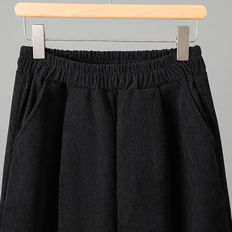 Pantaloni da donna in velluto a coste con gamba larga, elastico in vita e patchwork a quadri, lunghezza caviglia , Buddha Stones - image 11