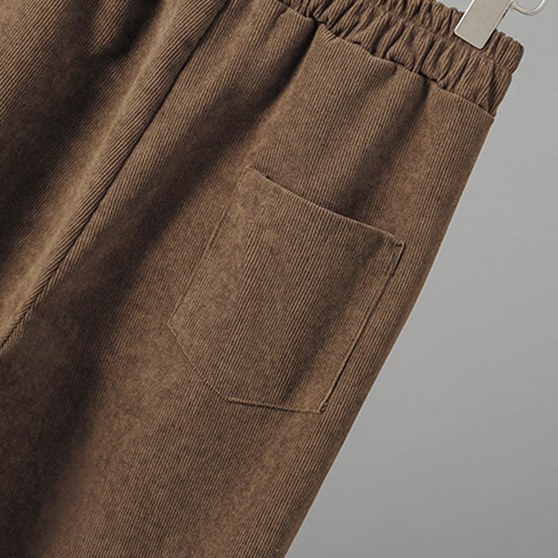 Pantaloni da donna in velluto a coste con gamba larga, elastico in vita e patchwork a quadri, lunghezza caviglia , Buddha Stones - image 6