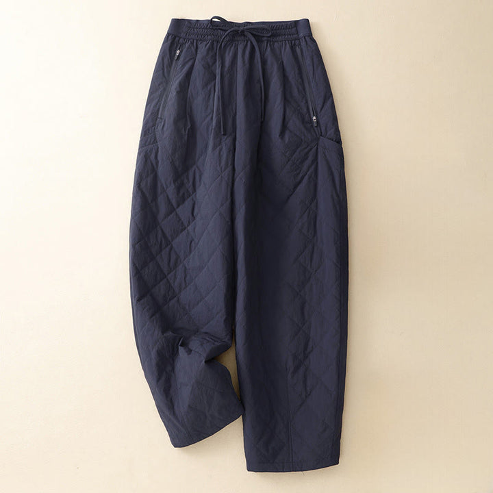 Pantaloni termici da donna in cotone con coulisse e vita elastica Buddha Stones Winter Lines e tasche con cerniera - SteelBlue - US8-10, UK/AU12-14, EU40-42 (2XL) - image 0