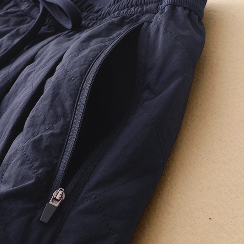 Pantaloni termici da donna in cotone con coulisse e vita elastica Buddha Stones Winter Lines e tasche con cerniera - image 4