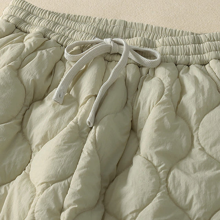 Pantaloni termici da donna in cotone patchwork scozzese con tasche, con elastico in vita e coulisse, Buddha Stones Winter Curved Lines - image 7