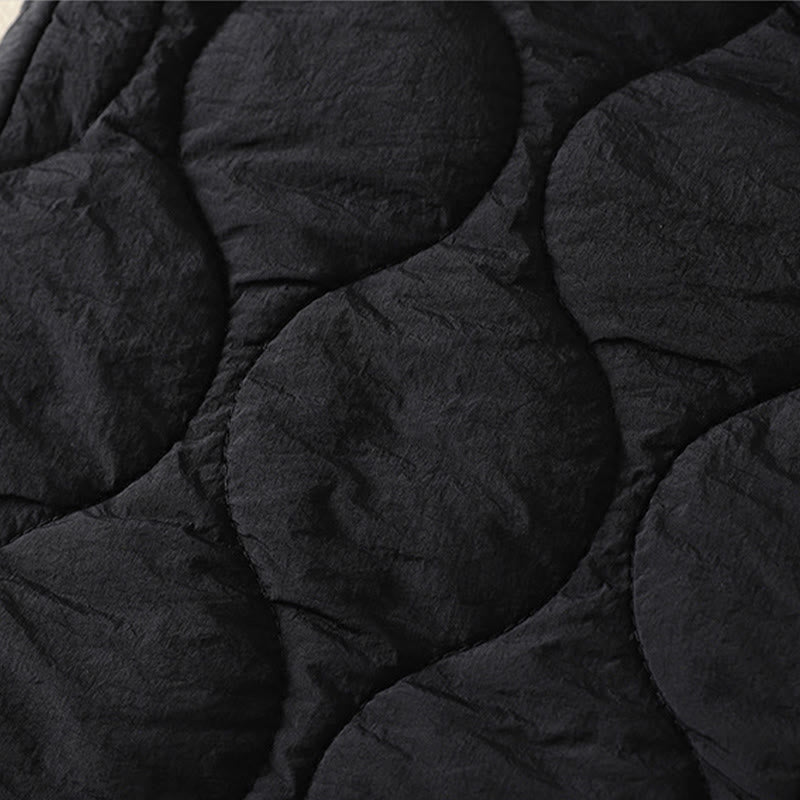 Pantaloni termici da donna in cotone patchwork scozzese con tasche, con elastico in vita e coulisse, Buddha Stones Winter Curved Lines - image 4