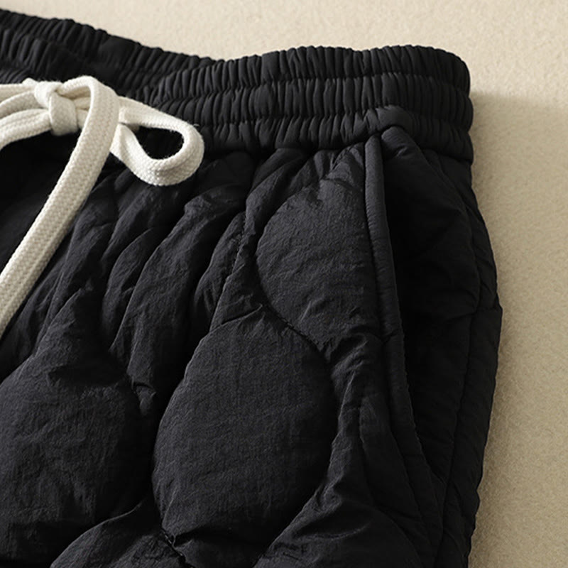 Pantaloni termici da donna in cotone patchwork scozzese con tasche, con elastico in vita e coulisse, Buddha Stones Winter Curved Lines - image 2