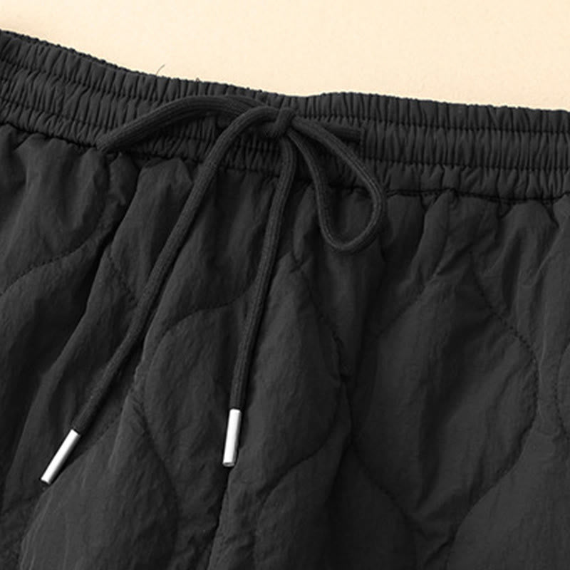 Pantaloni termici da donna in cotone con coulisse e elastico in vita, con tasche, Buddha Stones Winter Curved Lines - image 12