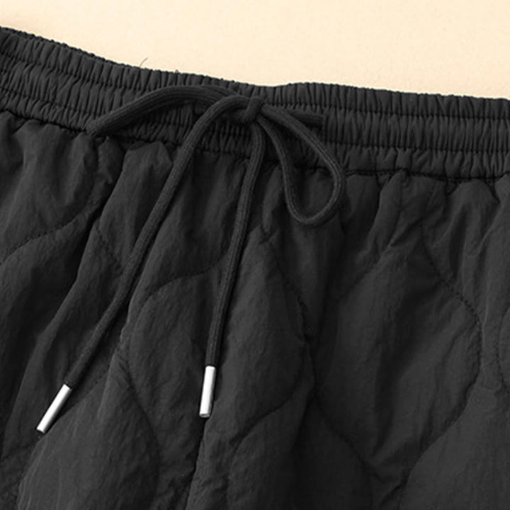 Pantaloni termici da donna in cotone con coulisse e elastico in vita, con tasche, Buddha Stones Winter Curved Lines - image 12