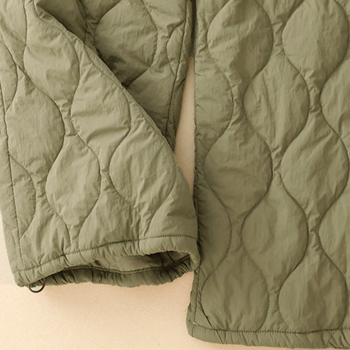 Pantaloni termici da donna in cotone con coulisse e elastico in vita, con tasche, Buddha Stones Winter Curved Lines - image 7