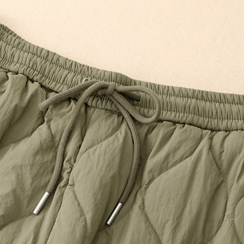 Pantaloni termici da donna in cotone con coulisse e elastico in vita, con tasche, Buddha Stones Winter Curved Lines - image 3