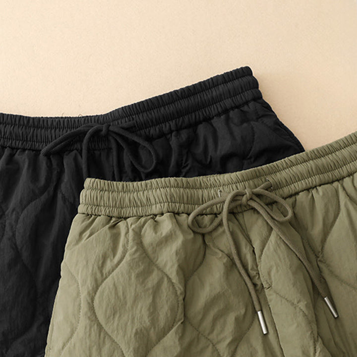 Pantaloni termici da donna in cotone con coulisse e elastico in vita, con tasche, Buddha Stones Winter Curved Lines - image 19