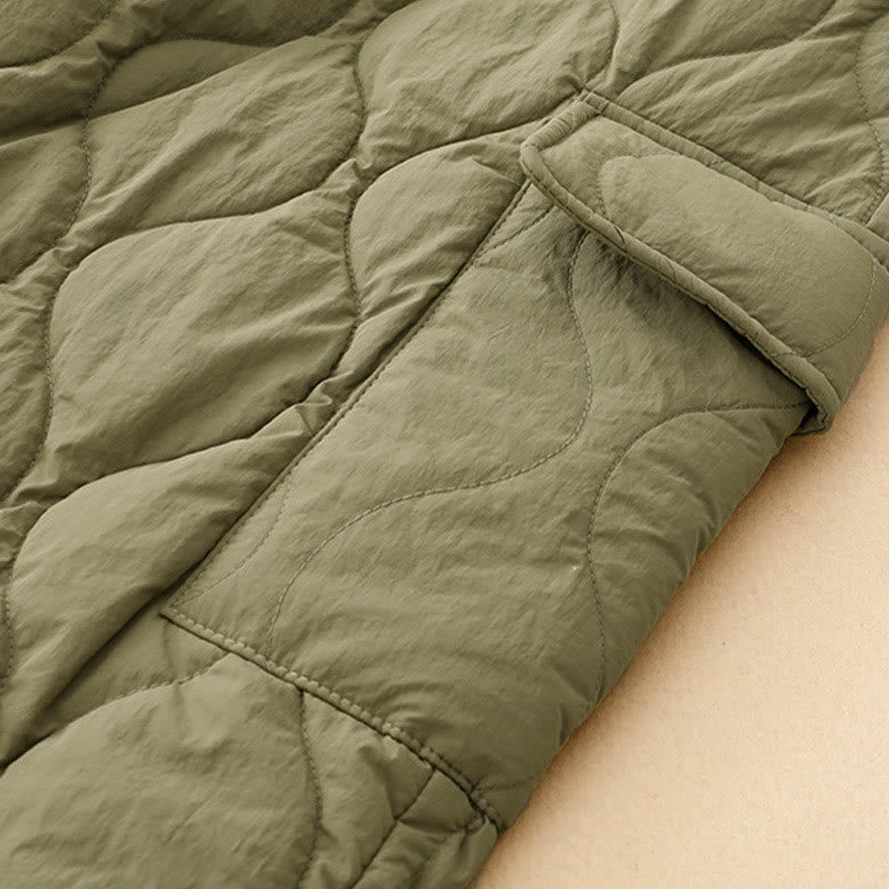 Pantaloni termici da donna in cotone con coulisse e elastico in vita, con tasche, Buddha Stones Winter Curved Lines - image 6