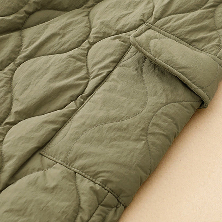 Pantaloni termici da donna in cotone con coulisse e elastico in vita, con tasche, Buddha Stones Winter Curved Lines - image 6