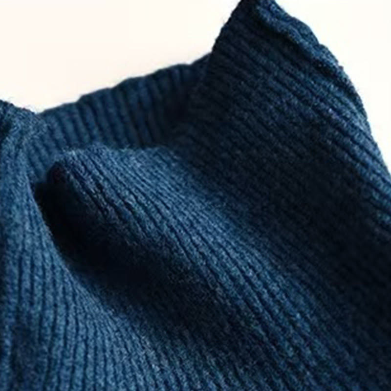 Maglione da donna in cotone lavorato a maglia, a maniche lunghe, con collo alto e tinta unita invernale Buddha Stones - image 5