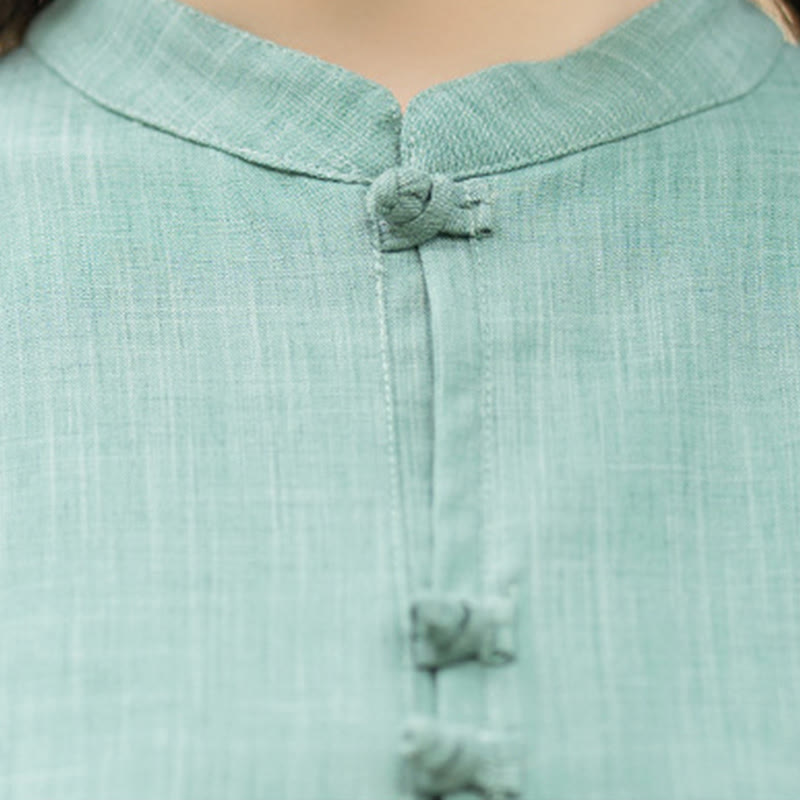 Set di 2 pezzi Buddha Stones , camicia a maniche lunghe con bottoni cinesi, pantaloni, meditazione, Zen, Tai Chi, abbigliamento in cotone da donna - image 16