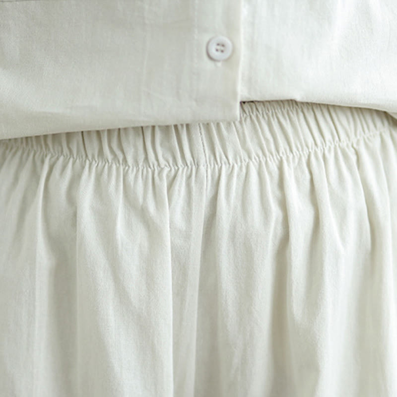 Set da donna Buddha Stones 2 pezzi, tinta unita, in cotone, con bottoni, camicia a maniche lunghe e pantaloni larghi alla caviglia, con tasche - image 9