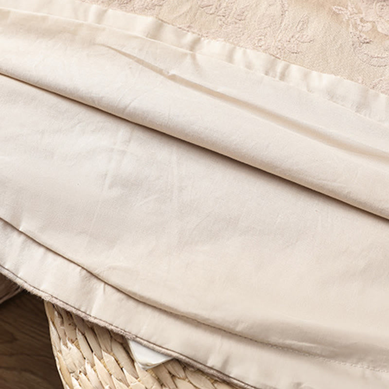 Camicia da donna in cotone a maniche lunghe con colletto rialzato, stampa floreale jacquard autunnale Buddha Stones con bottoni a rana - image 23