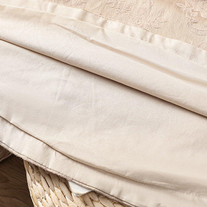 Camicia da donna in cotone a maniche lunghe con colletto rialzato, stampa floreale jacquard autunnale Buddha Stones con bottoni a rana - image 23