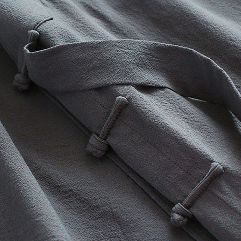 Buddha Stones 2 pezzi Wudang Tai Chi Cerimonia Solido Manica lunga Uomo Taoista Lunga Veste Kimono Senza Maniche Gilet Completo - image 16