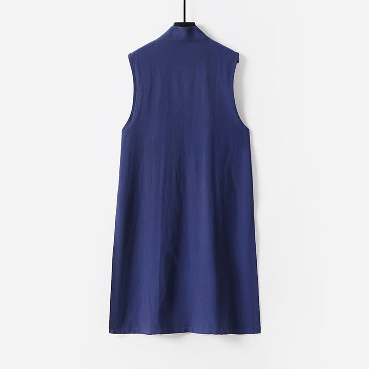 Buddha Stones 2 pezzi Wudang Tai Chi Cerimonia Solido Manica lunga Uomo Taoista Lunga Veste Kimono Senza Maniche Gilet Completo - image 5