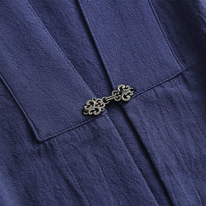 Buddha Stones 2 pezzi Wudang Tai Chi Cerimonia Solido Manica lunga Uomo Taoista Lunga Veste Kimono Senza Maniche Gilet Completo - image 9