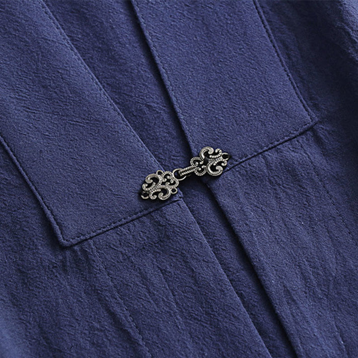 Buddha Stones 2 pezzi autunno solido manica lunga uomo taoista lunga veste kimono con lacci senza maniche gilet abito cerimonia qigong - image 25