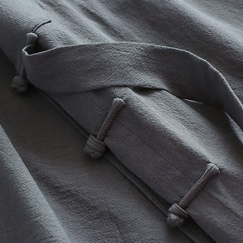 Buddha Stones 2 pezzi autunno solido manica lunga uomo taoista lunga veste kimono con lacci senza maniche gilet abito cerimonia qigong - image 12