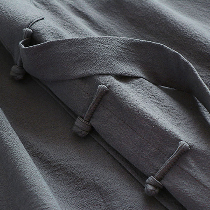 Buddha Stones 2 pezzi autunno solido manica lunga uomo taoista lunga veste kimono con lacci senza maniche gilet abito cerimonia qigong - image 12