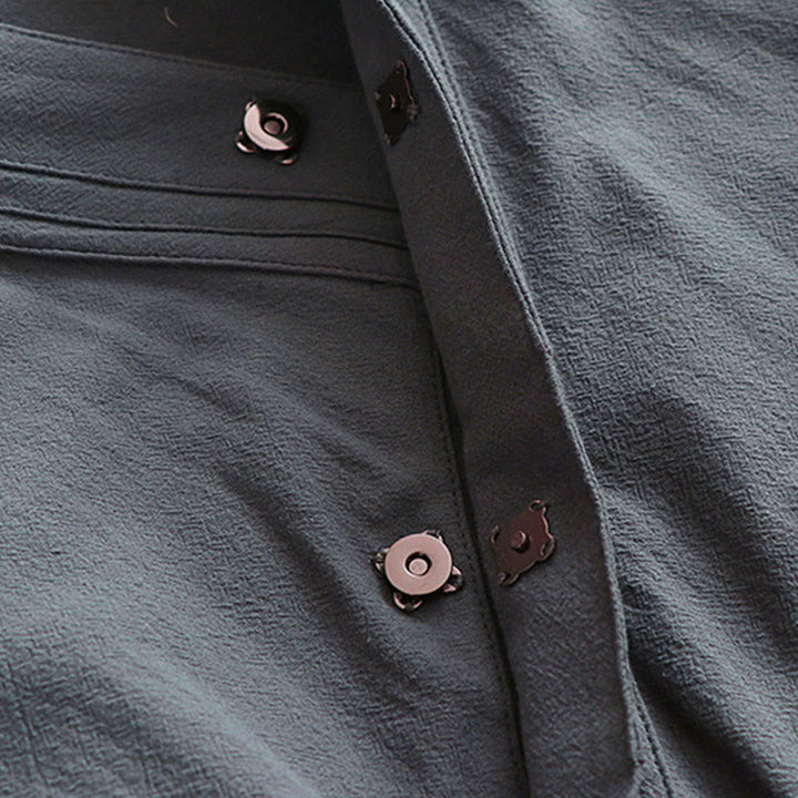 Buddha Stones 2 pezzi autunno solido manica lunga uomo taoista lunga veste kimono con lacci senza maniche gilet abito cerimonia qigong - image 11