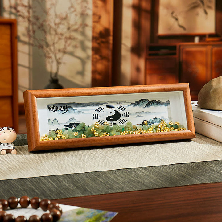 Buddha Stones Cristallo verde Bagua Koi Pesce Yin Yang Simbolo Lingotto d'oro Cornice per foto Ornamento Decorazione per la casa - Stile6 - Pannello di fibra a media densità (9*30*4cm) - image 7