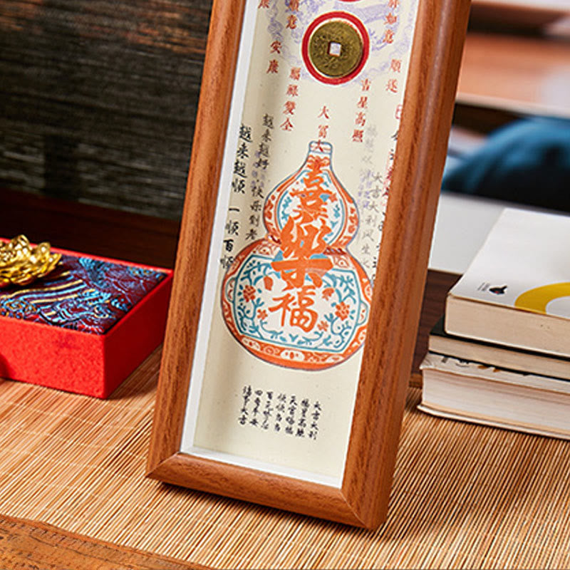 Ornamento per la decorazione della casa, cornice per foto, carattere Fu Buddha Stones , monete di rame di zucca - image 2