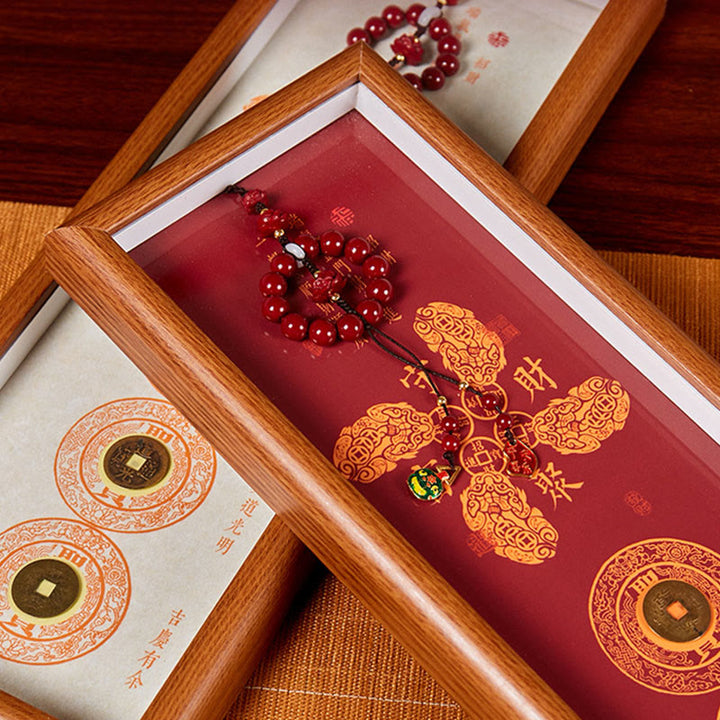 Buddha Stones, monete di rame, cinabro, attraggono fortuna, benedizione, cornice per foto, ornamento, arredamento per la casa - image 10