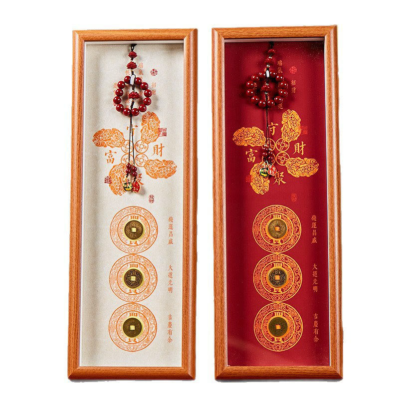 Buddha Stones, monete di rame, cinabro, attraggono fortuna, benedizione, cornice per foto, ornamento, arredamento per la casa - image 7