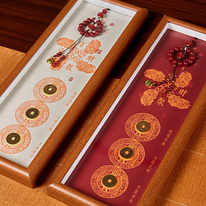 Buddha Stones, monete di rame, cinabro, attraggono fortuna, benedizione, cornice per foto, ornamento, arredamento per la casa - image 6