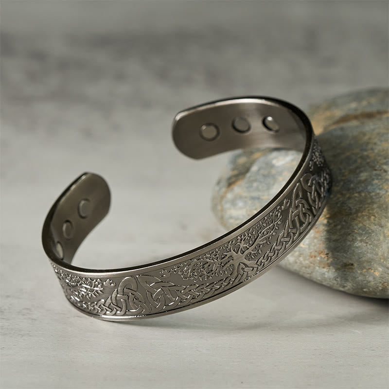 Bracciale rigido Buddha Stones The Tree Of Life in rame con equilibrio aperto e portafortuna - image 1