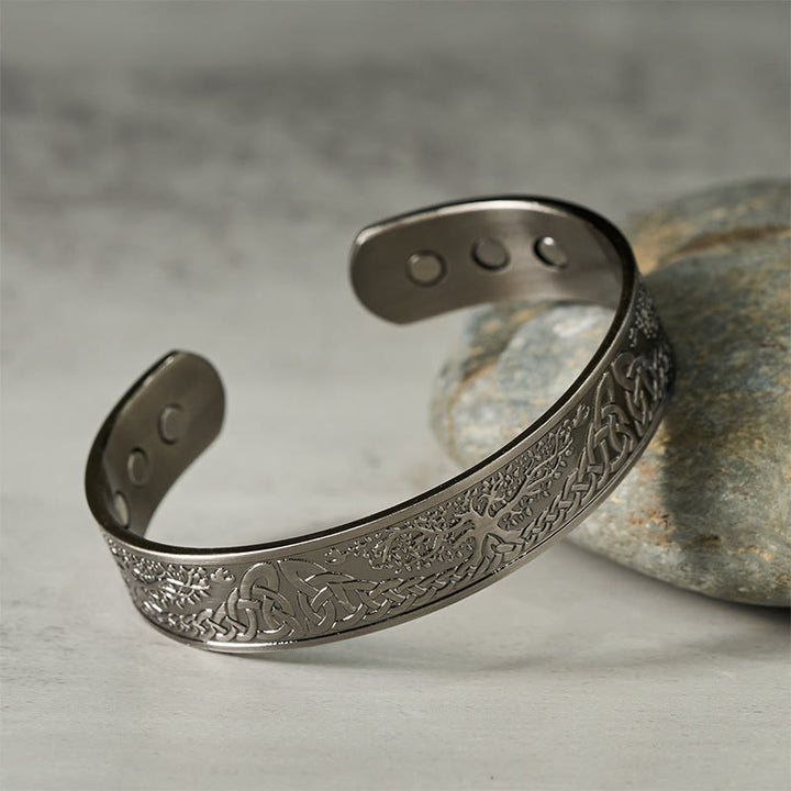 Bracciale rigido Buddha Stones The Tree Of Life in rame con equilibrio aperto e portafortuna - image 1